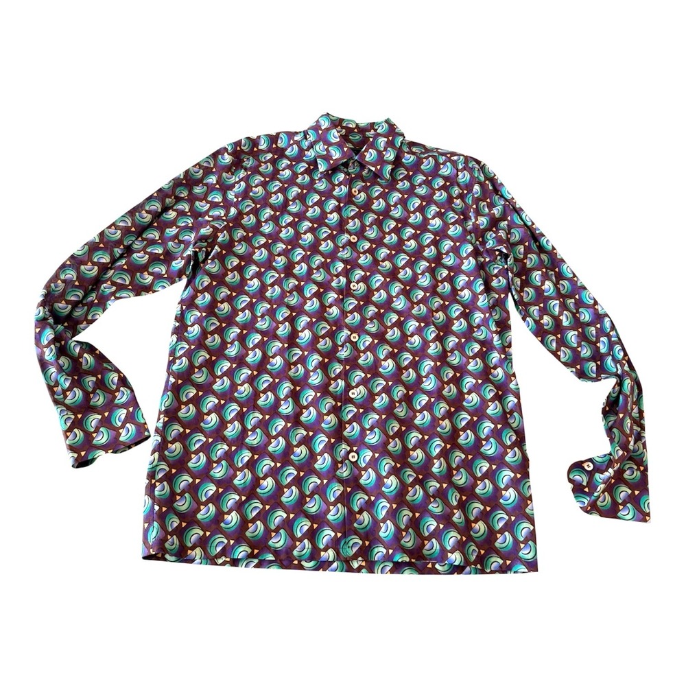 Prada Camicia Men's Cotton Popeline Geometric Shirt, Size Sm (37) - Picture 8 of 16